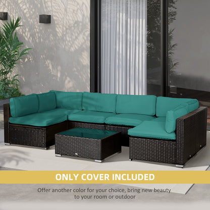 Outdoor 14pc Patio Rattan Sofa Set Cushion Polyester Cover Replacement Set - No Cushion Included Turquoise Patio Chair Cushions   at Gallery Canada