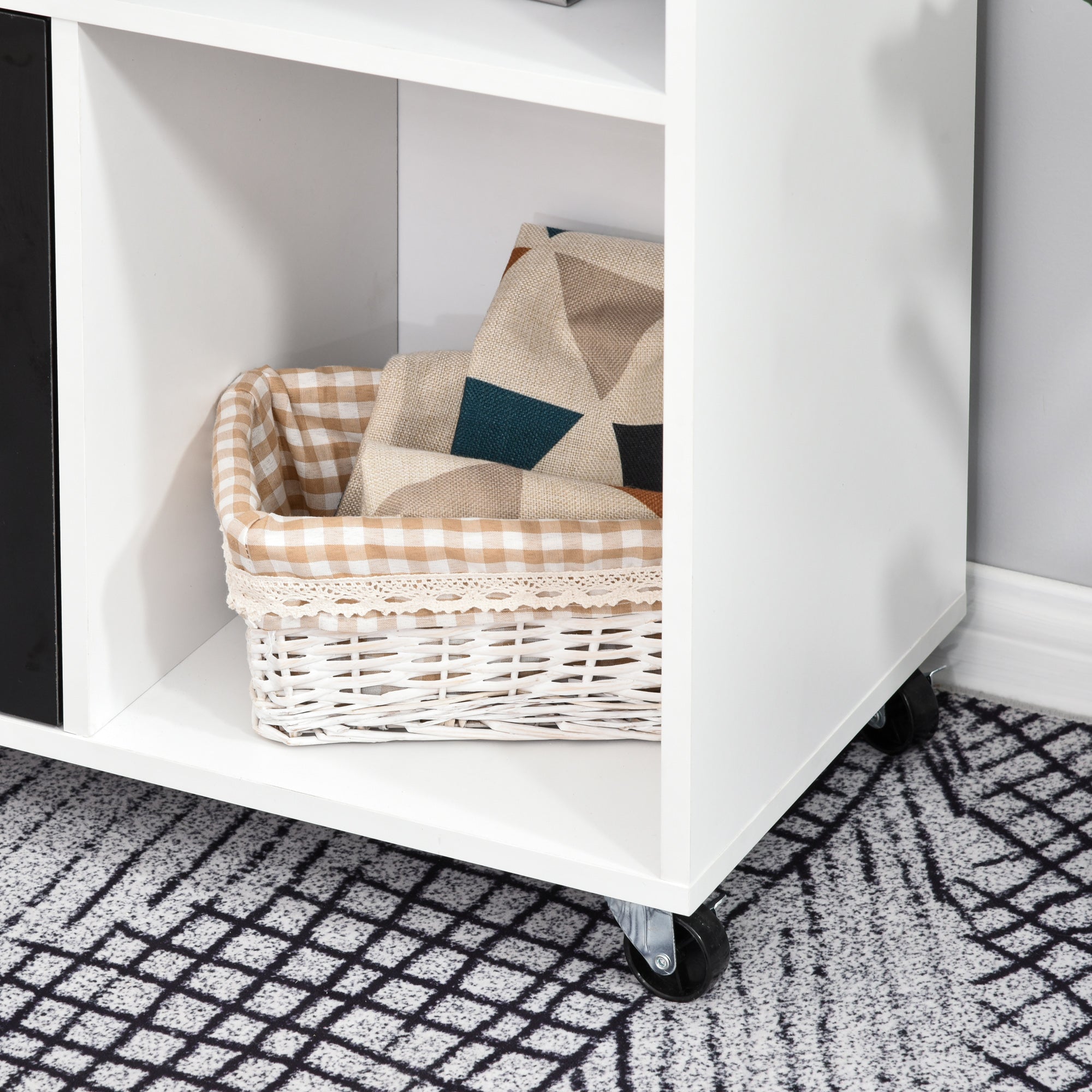 Lateral Filing Cabinet, Printer Stand Home Office Mobile File Cabinet with Wheels, Lockable Drawer, Black Office Cabinets & Cupboards at Gallery Canada