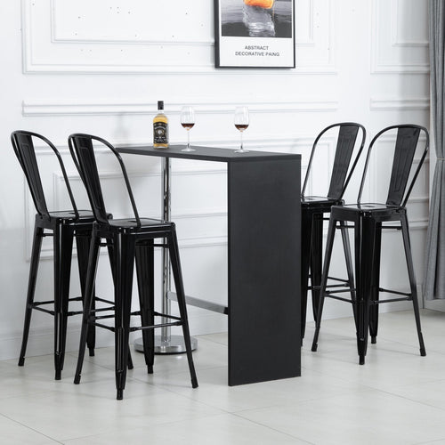 Set of 4 Bar Stools Kitchen Industrial Breakfast Bistro Cafe Metal Frame Black