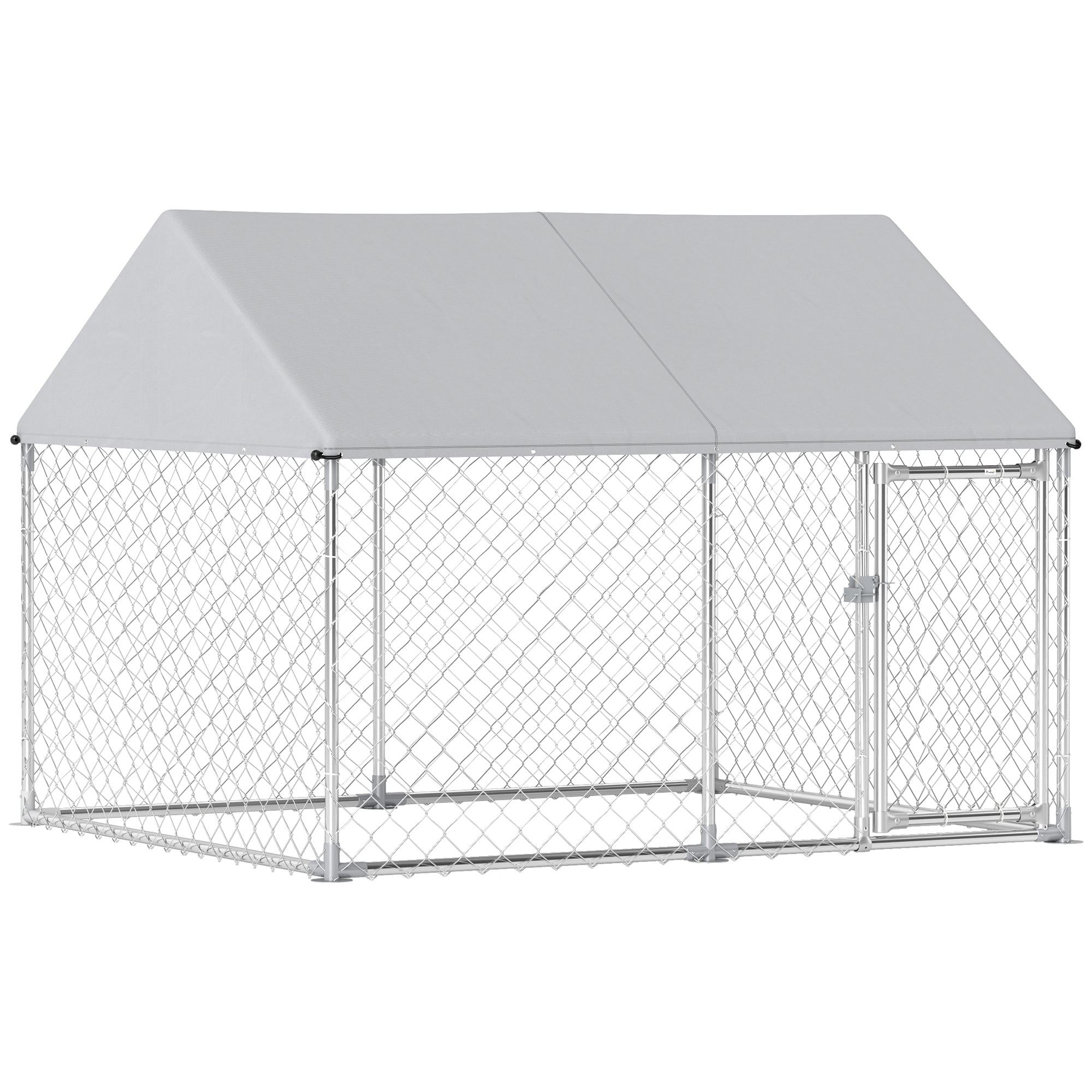 Outdoor Dog Kennel with Waterproof &; Anti-UV Cover, Quick-Connect Frame, Secure Lock for Small Medium Dogs Houses, Kennels & Pens Silver at Gallery Canada
