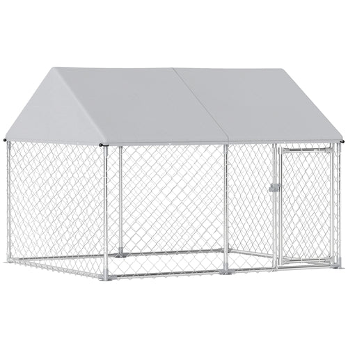 Outdoor Dog Kennel with Waterproof &; Anti-UV Cover, Quick-Connect Frame, Secure Lock for Small Medium Dogs