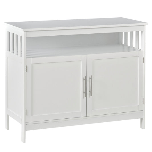 Wooden Console Table with Open Shelf and 2 layers Cabinet Kitchen Furniture Bar Cabinets White  at Gallery Canada