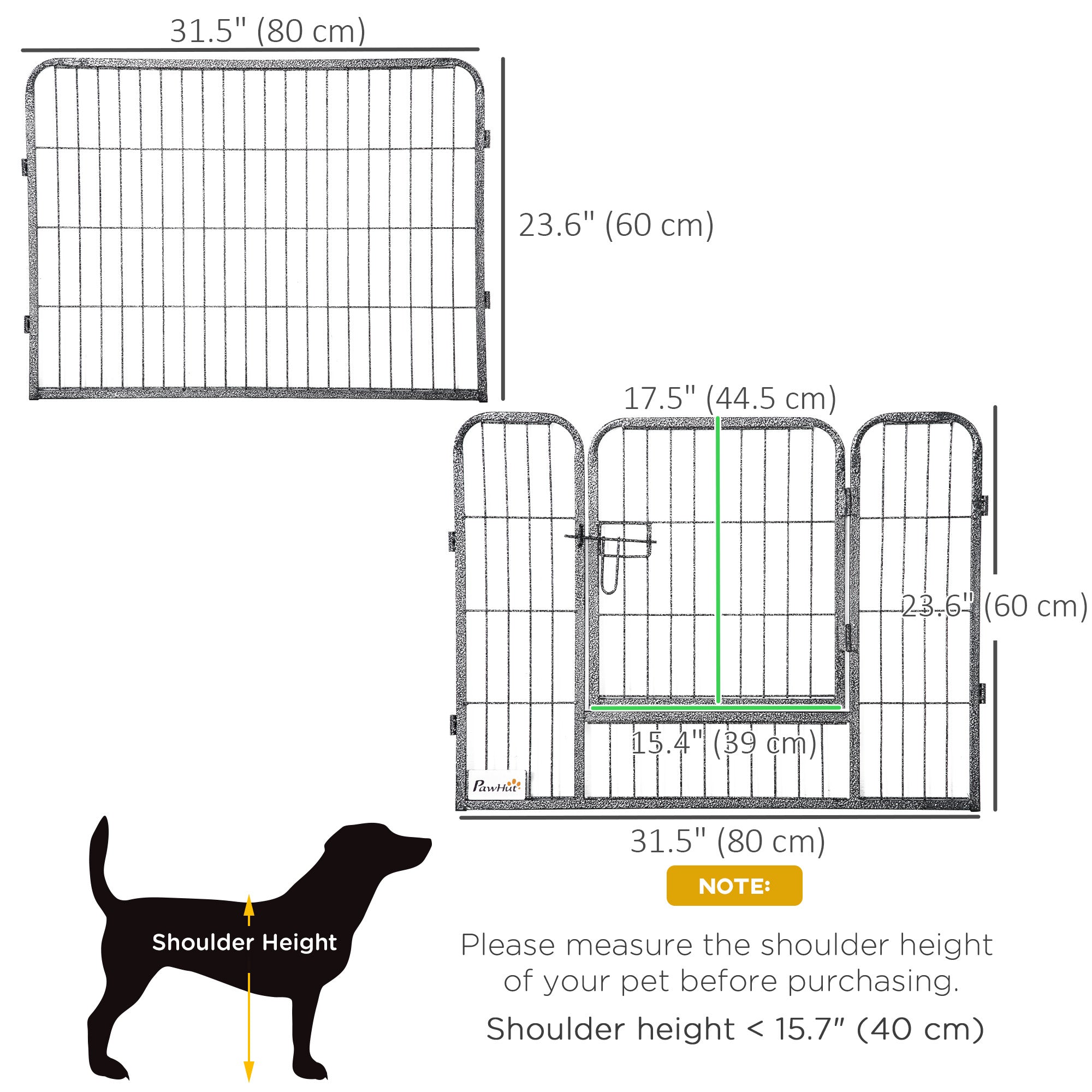 Heavy Duty Dog Playpen, 16 Panels Pet Playpen Dog Fence, Portable Puppy Exercise Pen, with 2 Doors Locking Latch, Outdoor or Indoor Use 23.5