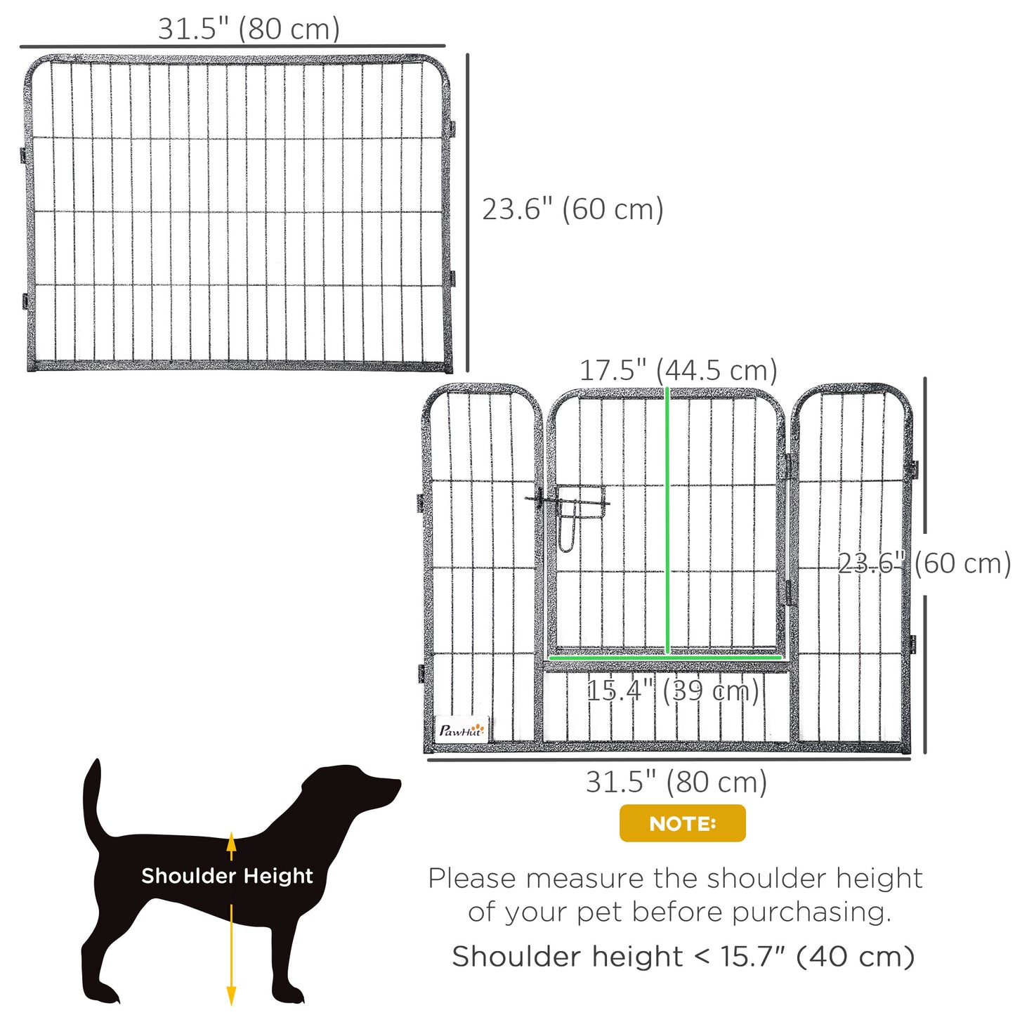 Heavy Duty Dog Playpen, 16 Panels Pet Playpen Dog Fence, Portable Puppy Exercise Pen, with 2 Doors Locking Latch, Outdoor or Indoor Use 23.5" Height Houses, Kennels & Pens at Gallery Canada