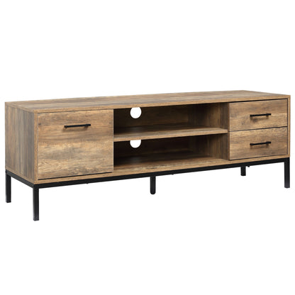 TV Stand for TV up to 50 Inches, TV Cabinet with Door, Open Storage and Drawers, TV Table with Steel Legs, Coffee TV Stands Coffee  at Gallery Canada