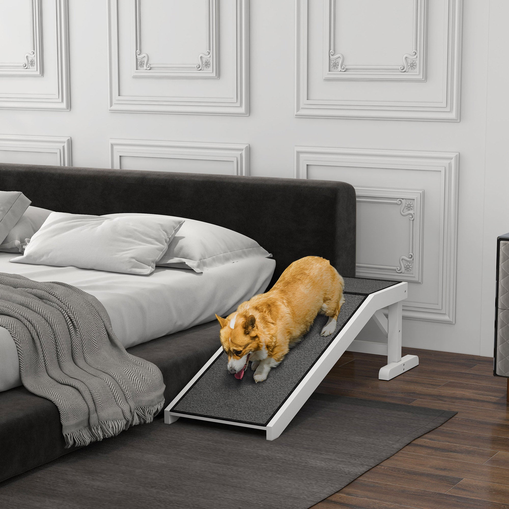 Pet Ramp, Bed Steps for Dogs Cats with Non-slip Carpet, 49