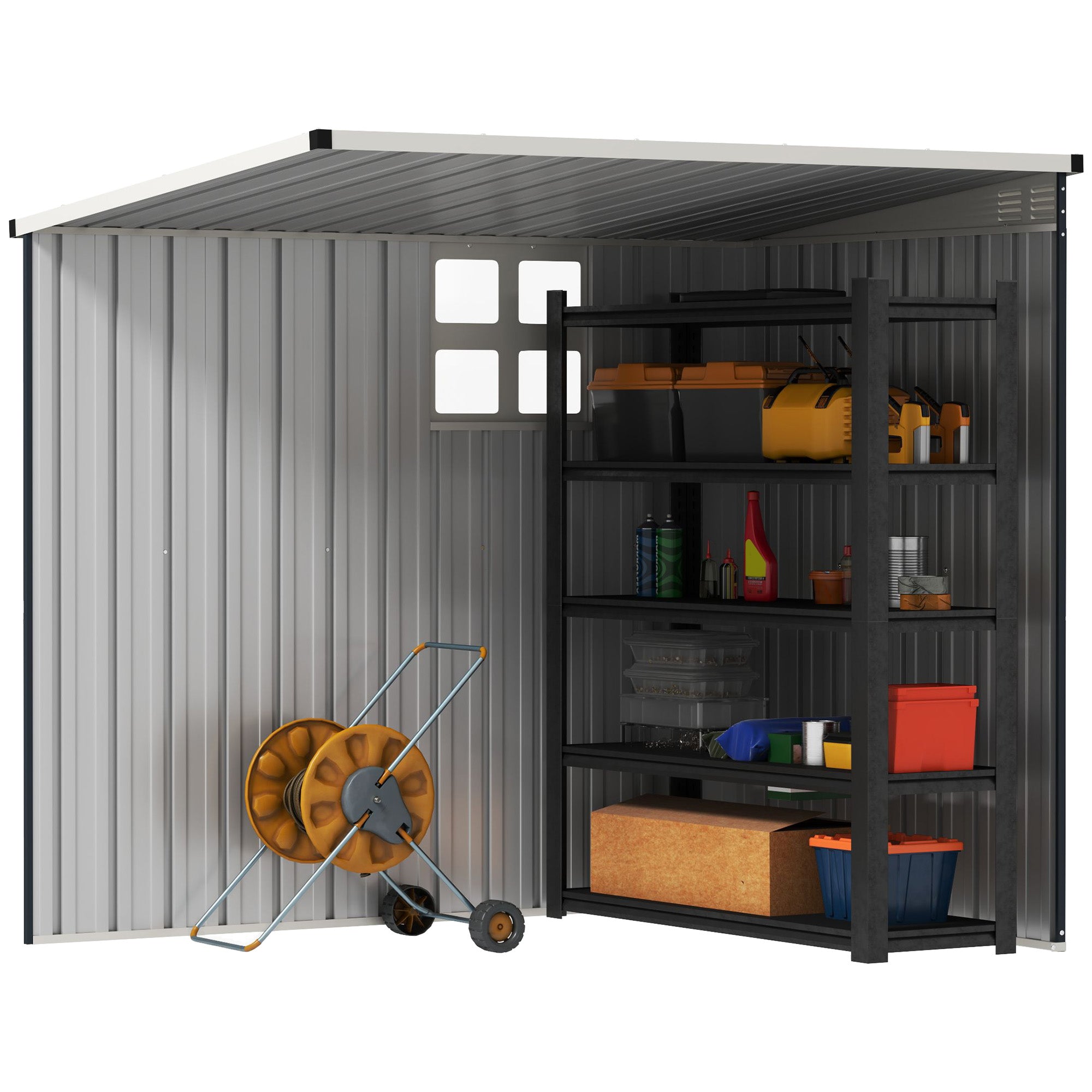4' x 6' Outdoor Storage Shed, Metal Garden Shed with Window, 2 Vents and Lockable Door for Backyard, Garden, Patio Sheds at Gallery Canada
