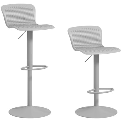 Polypropylene Bar Stools Set of 2, Swivel Barstools with Adjustable Height, Footrest and Backrest, Grey Bar Stools   at Gallery Canada