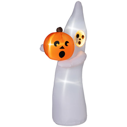 8ft Inflatable Halloween Ghost with Mirror Face Holding A Pumpkin, Outdoor Blow-Up Decoration, LED Garden Display Halloween Decorations   at Gallery Canada