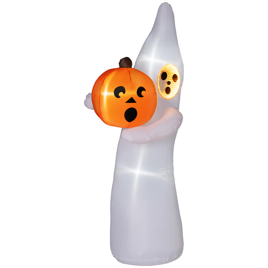 8ft Inflatable Halloween Ghost with Mirror Face Holding A Pumpkin, Outdoor Blow-Up Decoration, LED Garden Display Halloween Decorations   at Gallery Canada