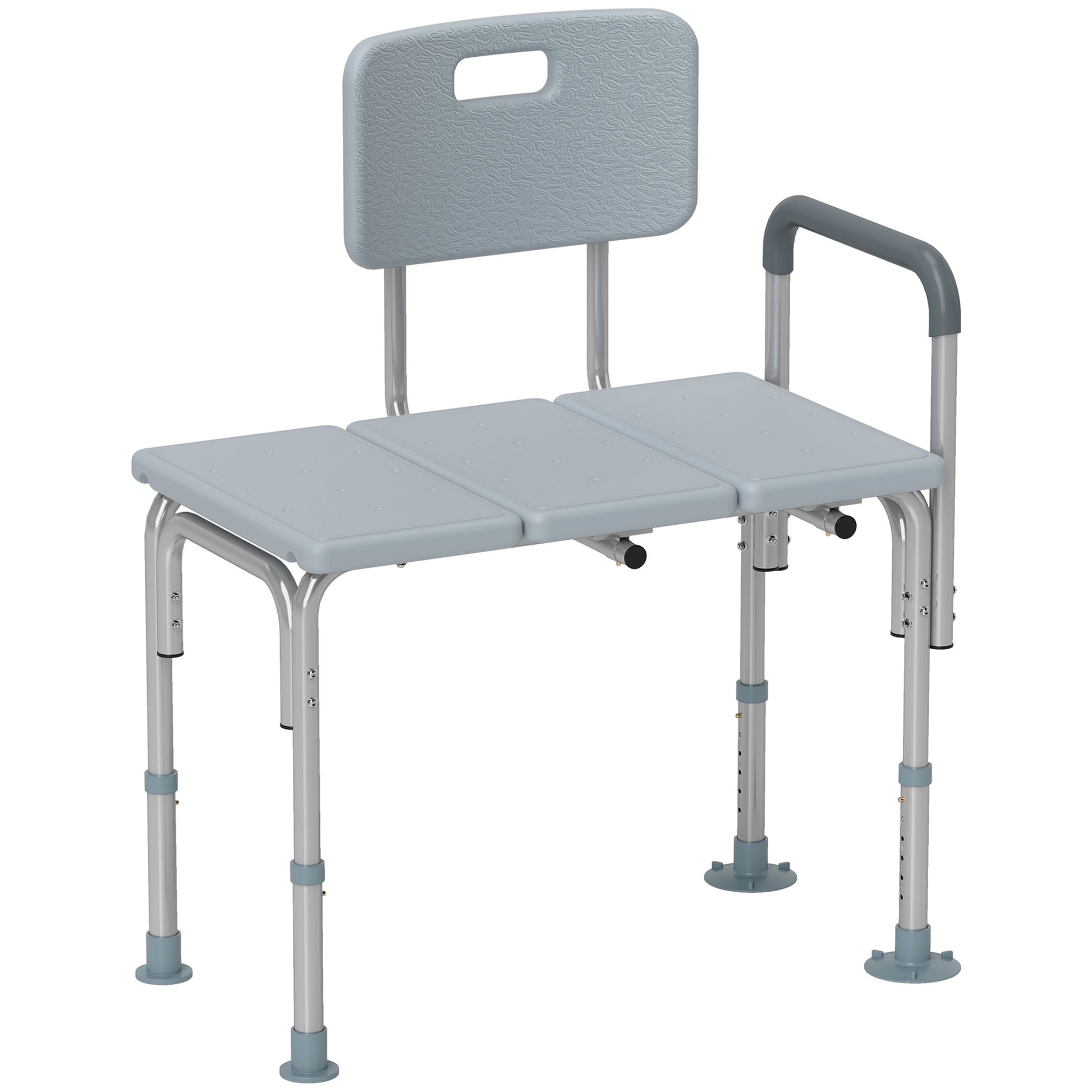 6-Level Adjustable Bath and Shower Transfer Bench Aluminum Chair with Non-Slip Feet, Armrest &; Backrest Grey Bath Chairs   at Gallery Canada