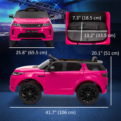 Land Rover Discovery Sport Licensed 12V Ride on Car w/ Remote, Soft Start, LED Lights, Music Horn, Pink Electric Toy Cars   at Gallery Canada