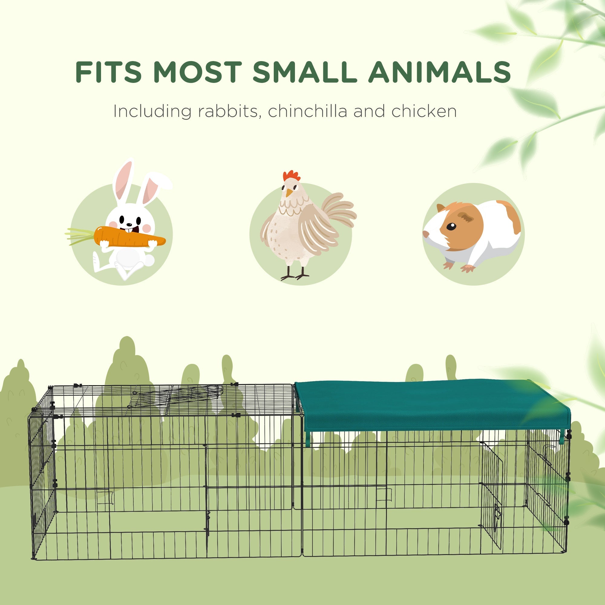 Small Animal Cage with Roof, Indoor/Outdoor Use, for Chicken, Rabbits, Chinchillas, 73