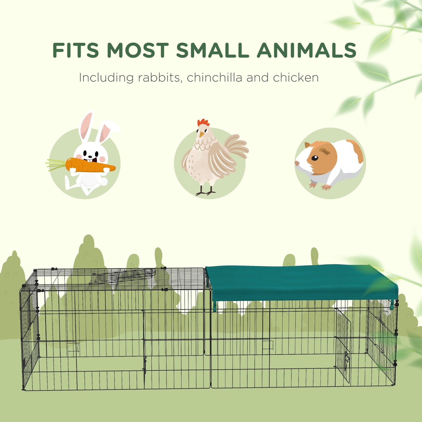 Small Animal Cage with Roof, Indoor/Outdoor Use, for Chicken, Rabbits, Chinchillas, 73" x 30" x 20", Green Houses & Habitats   at Gallery Canada