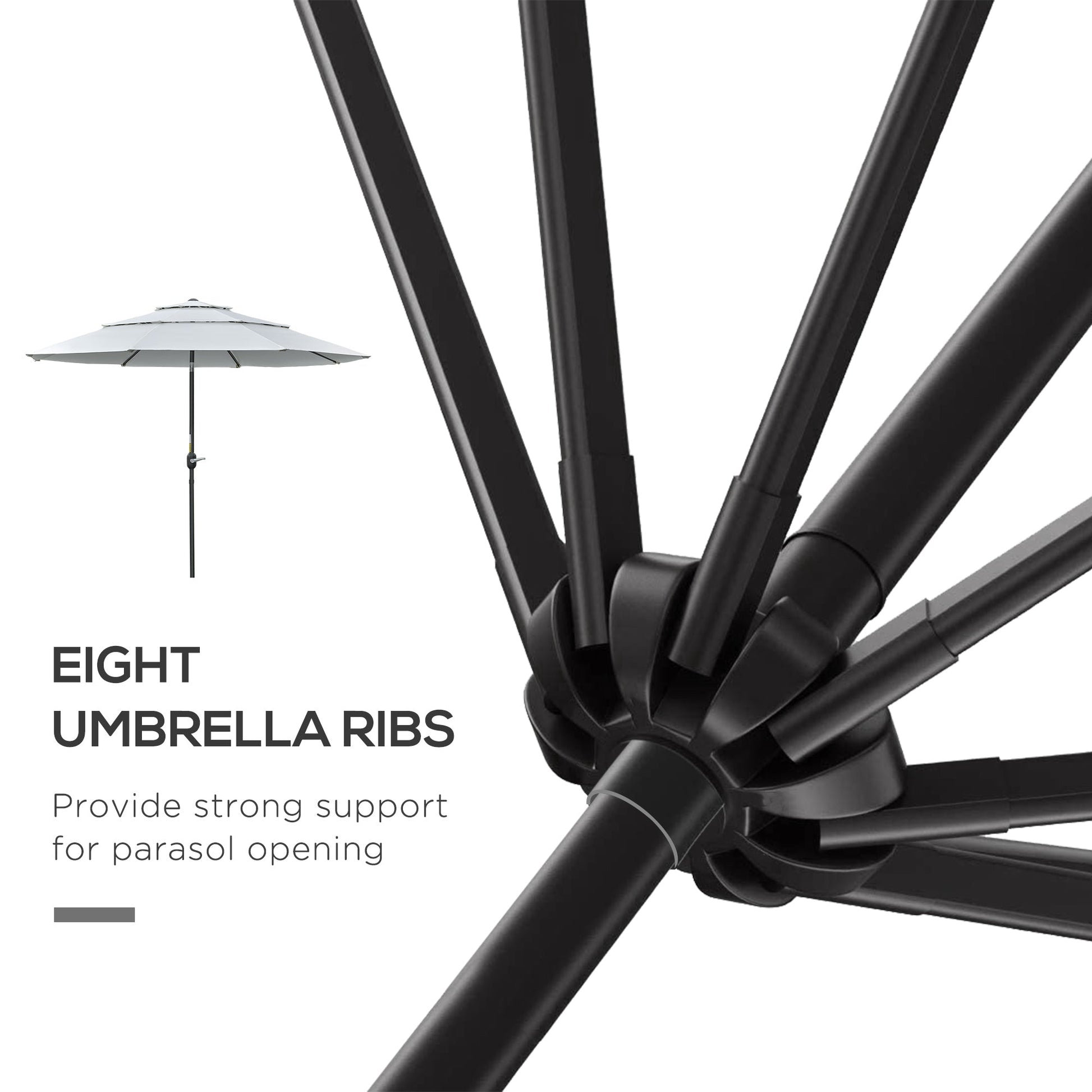 9FT 3 Tiers Patio Umbrella Outdoor Market Umbrella with Crank, Push Button Tilt for Deck, Backyard and Lawn, Cream White Sun Umbrellas   at Gallery Canada