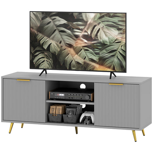 TV Stand with Storage for 55 Inch TV, Modern TV Cabinet with 2 Open Shelves and 2 Cabinets for Living Room, Grey TV Stands at Gallery Canada