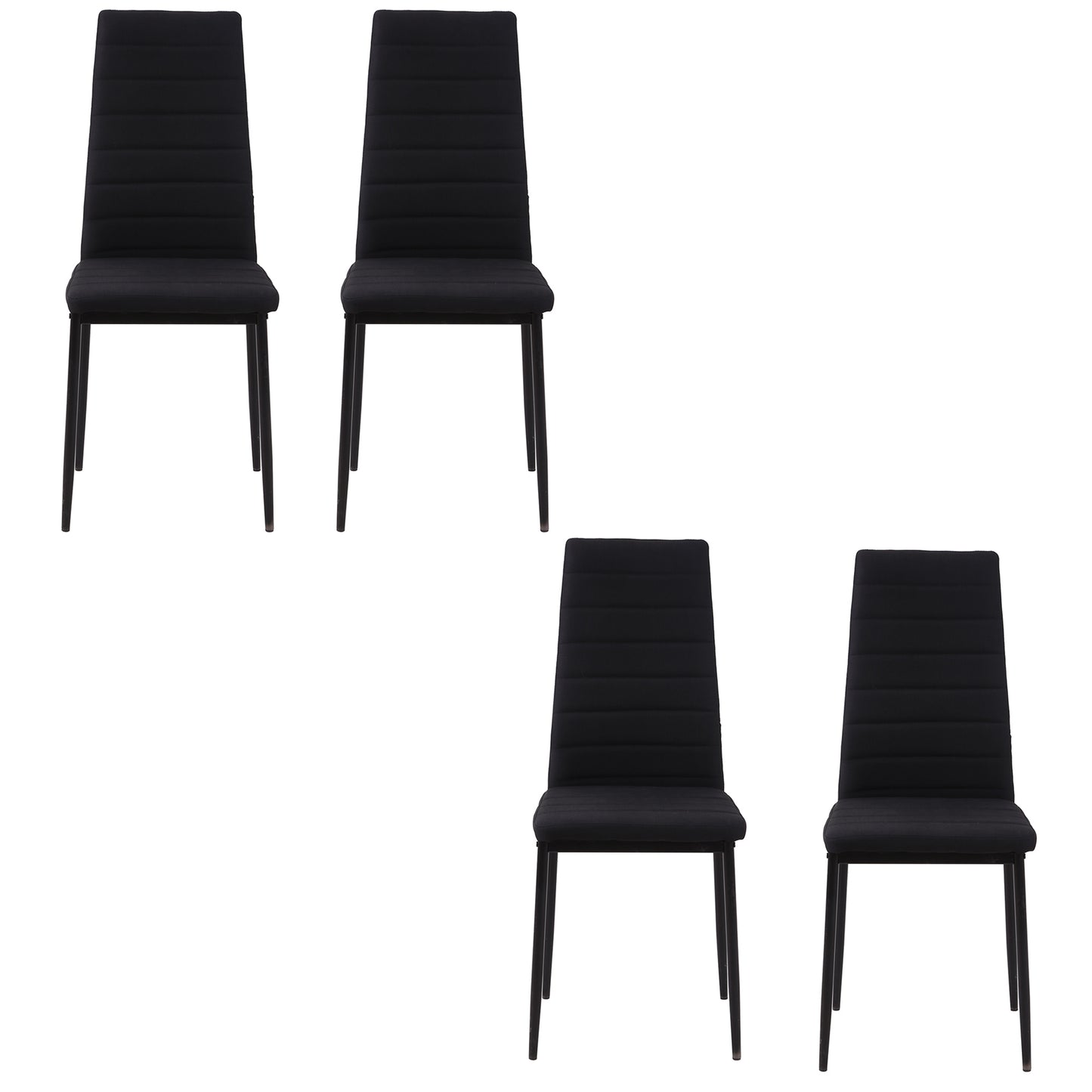 High Back Dining Chairs, Modern Upholstered Linen Fabric Accent Chairs with Metal Legs for Kitchen, Set of 4, Black Bar Stools   at Gallery Canada