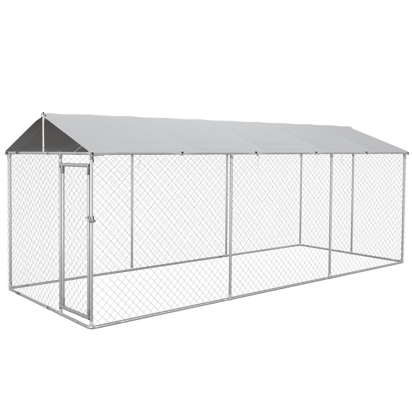 19.7' x 7.5' x 7.5' Outdoor Dog Kennel Dog Run with Waterproof, UV Resistant Cover for All-Sized Dogs, Silver Houses, Kennels & Pens   at Gallery Canada