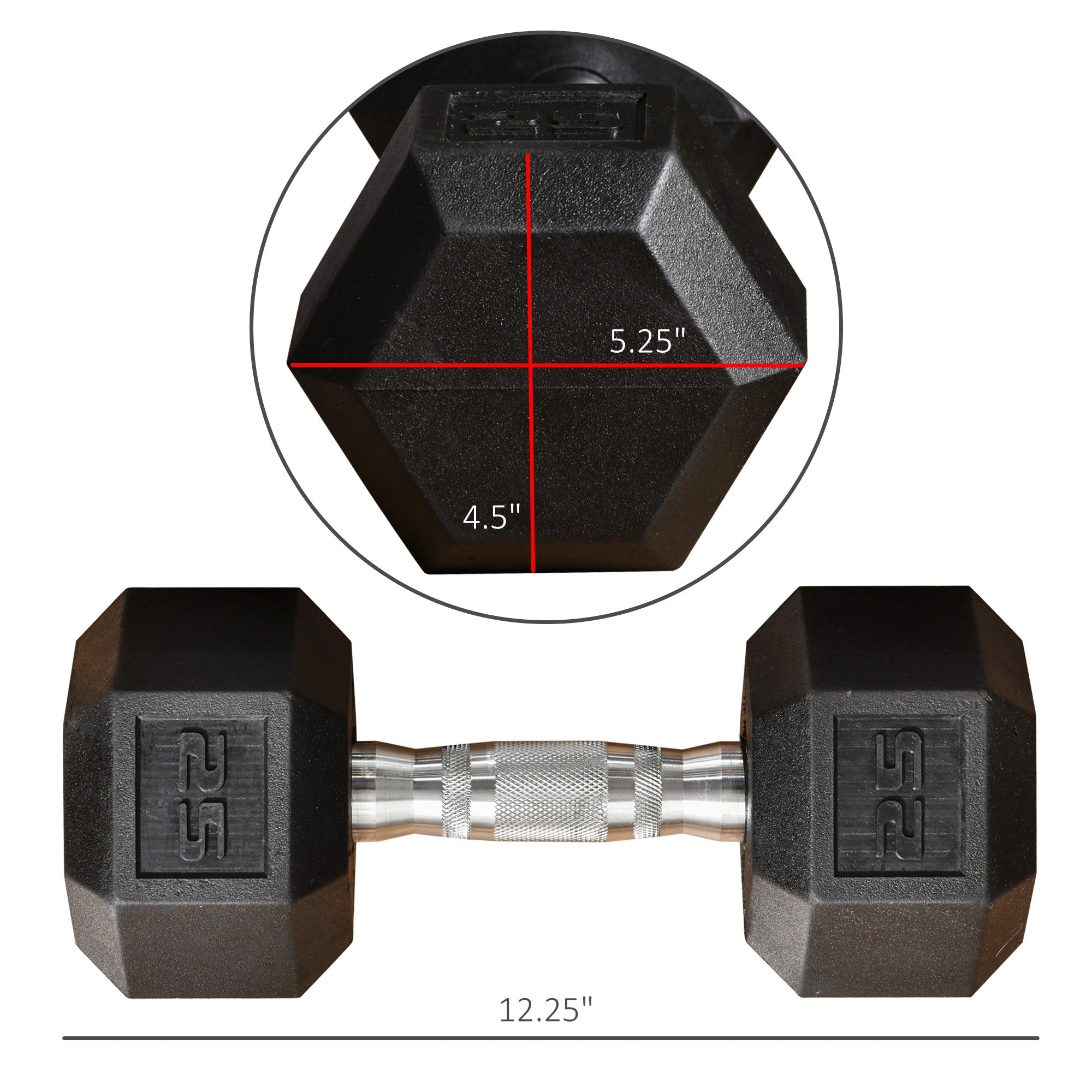 Rubber Dumbbells Weight Set, Total 50lbs(25lbs Each) Dumbbell Hand Weight for Body Fitness Training for Home Office Gym, Black Dumbbells & Barbells   at Gallery Canada