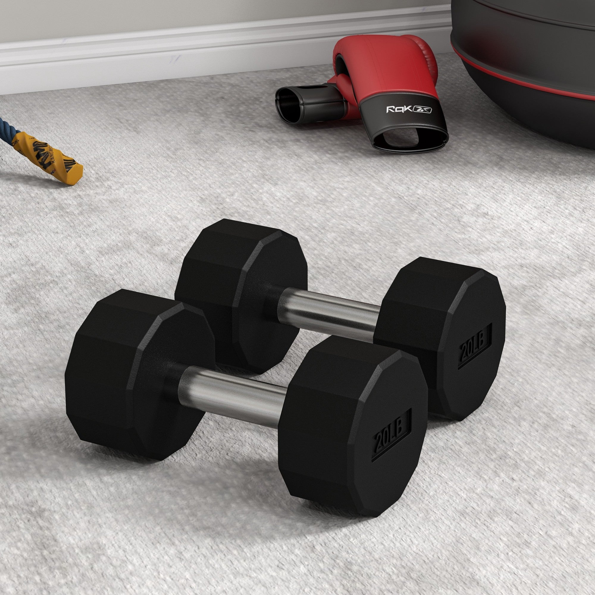 2 x 20lbs Dumbbells Set with Non-Slip Grip, Rubber Covered Weights for Men Women Home Gym Workout Dumbbells & Barbells at Gallery Canada