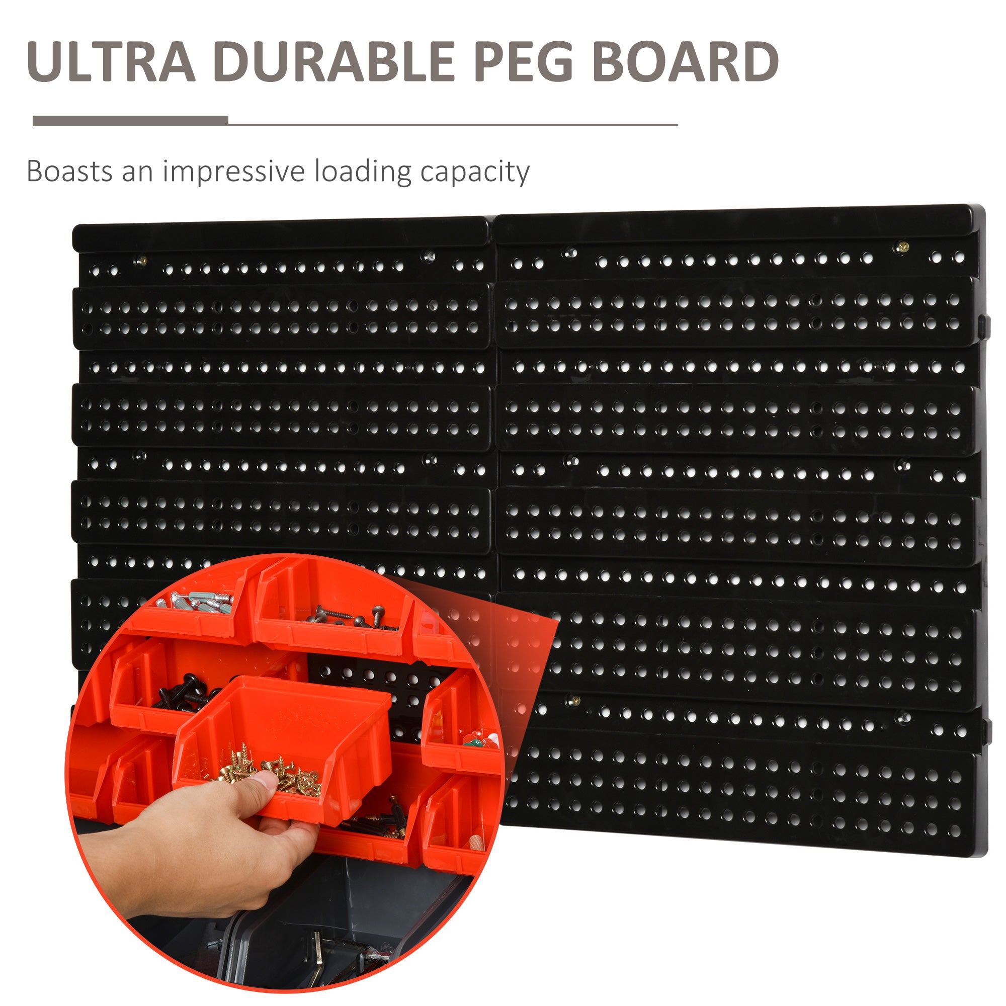 Wall Mounted Storage Bin Rack Tool Organizer with 30 Bins, Pegboard for Garage Workshops Red Tool Organizers   at Gallery Canada