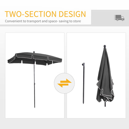 6.5x4ft Rectangle Patio Umbrella Aluminum Tilt Adjustable Garden Parasol Sun Shade Outdoor Canopy Grey Sun Umbrellas   at Gallery Canada