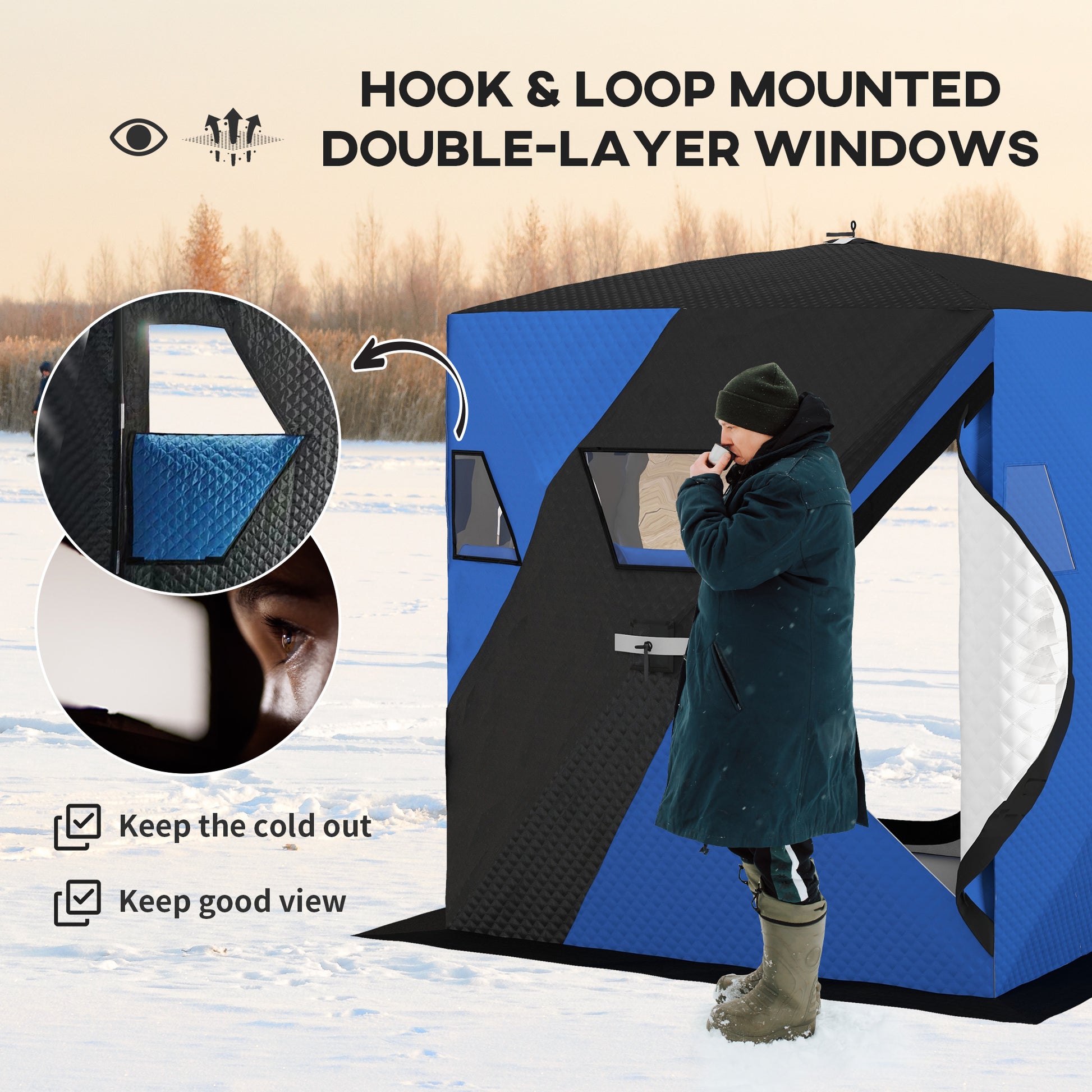 3-4 Person Insulated Ice Fishing Shelter, Pop up Ice Fishing Tent with Windows, Vents and Carry Bag, for Low-Temp -22℉ Ice Fishing Tents   at Gallery Canada