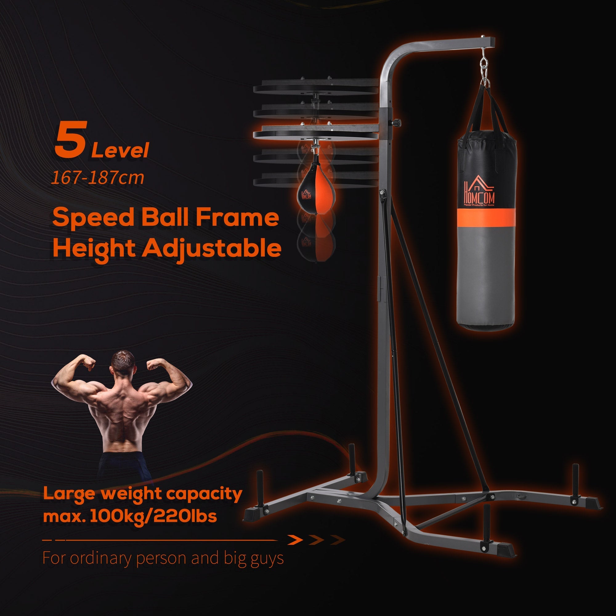 Punching Bag Holder and Speed Ball Exercise Punching Bag Stand with Punching Ball 45.25