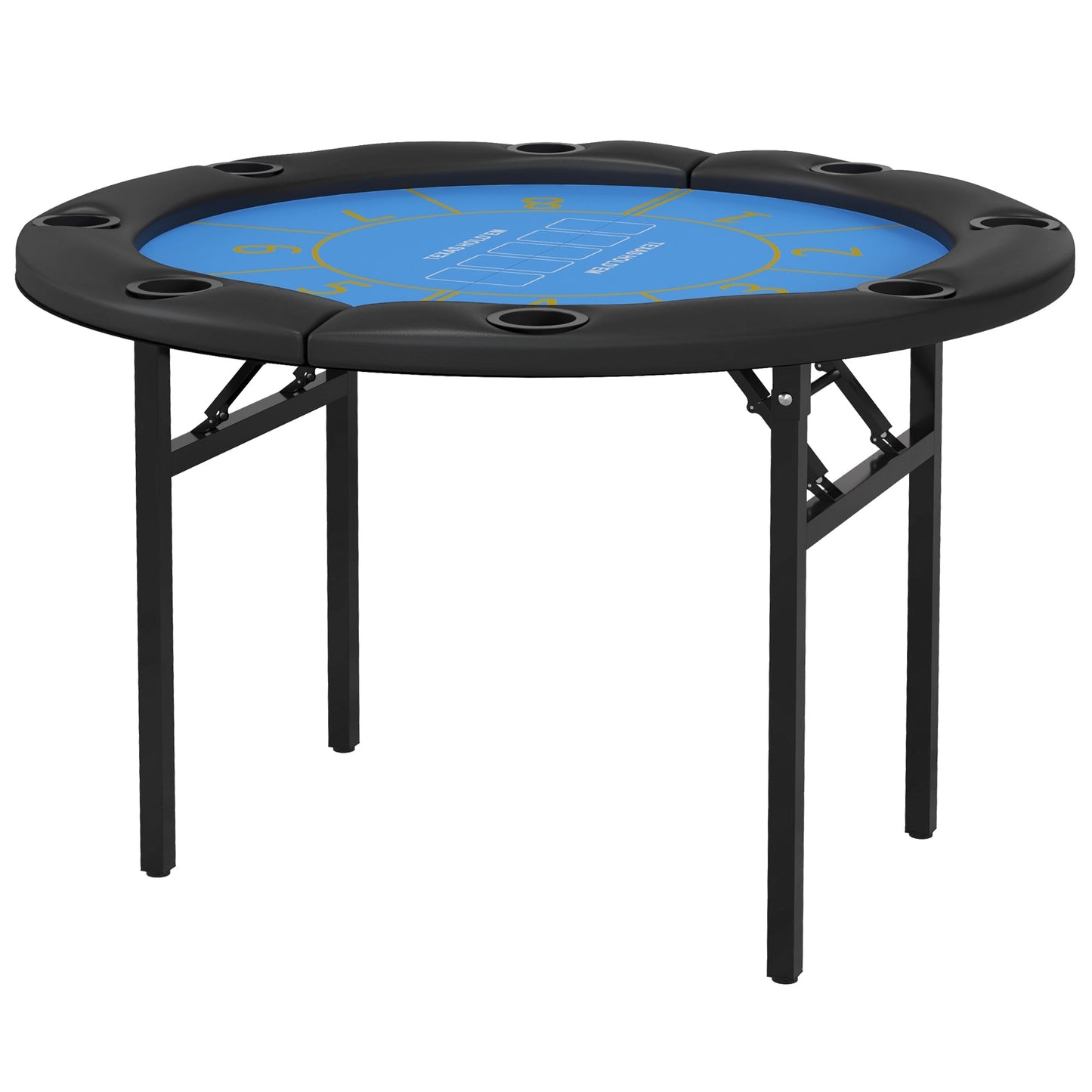 Foldable Poker Table Blackjack Texas Holdem Poker Game Table with Cup Holders, 47" Round, Black Game Tables Multi Colour  at Gallery Canada