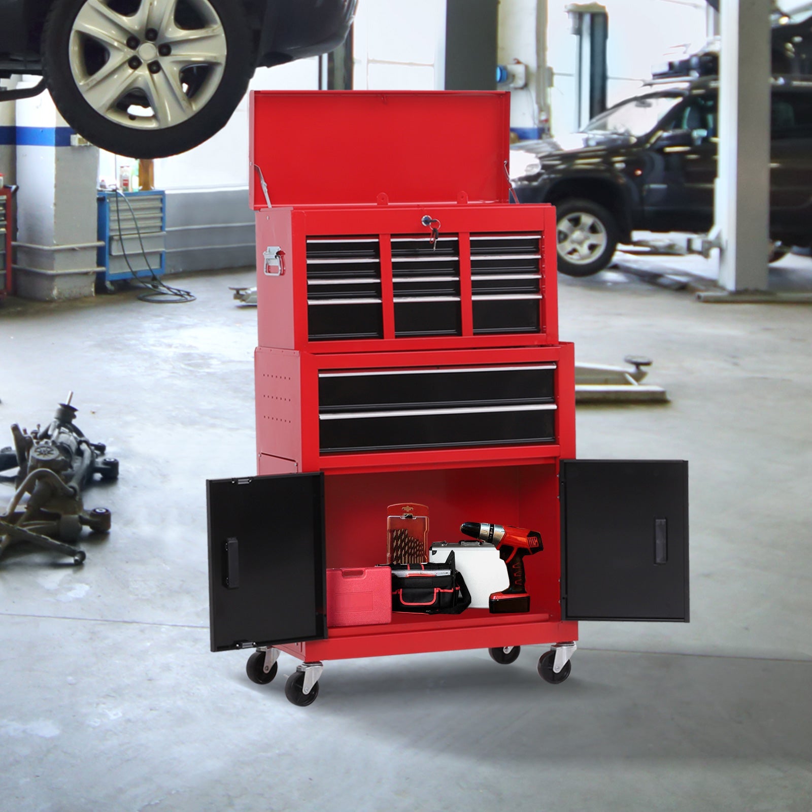 6-Drawer Rolling Tool Chest with Wheels, Lockable Mobile Toolbox, Red Tool Organizers   at Gallery Canada