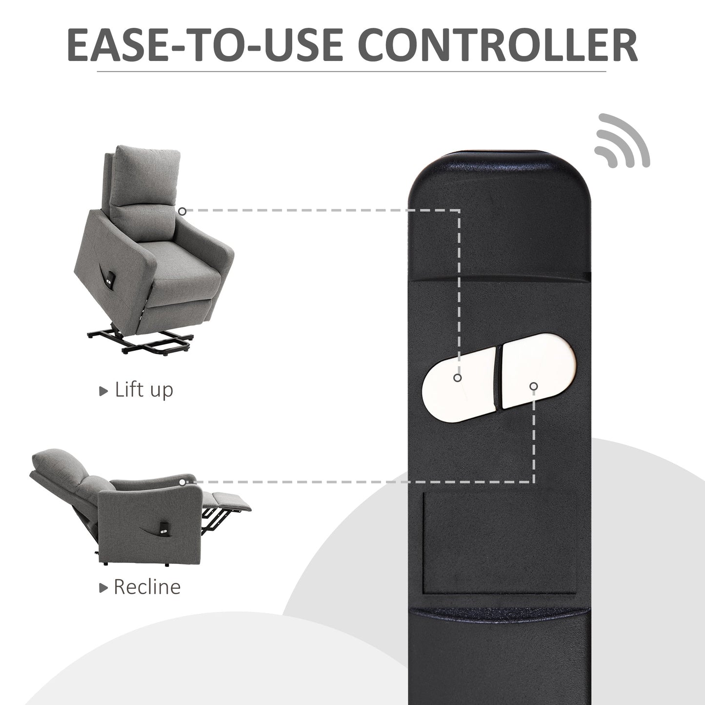 Electric Lift Recliner Chair Rising Power Chaise Lounge Fabric Sofa with Remote Control &; Side Pocket for Living Room Electric Power Lift Chairs   at Gallery Canada