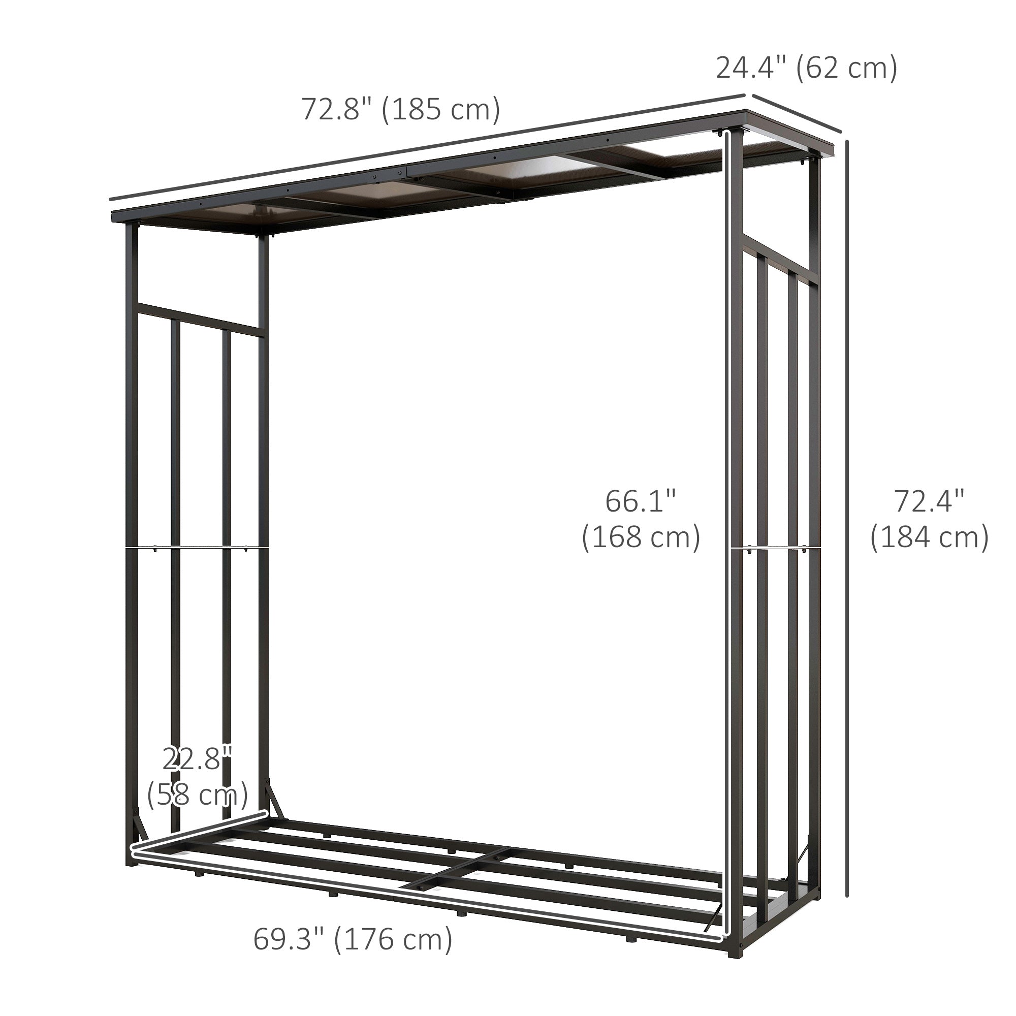 6ft Outdoor Firewood Rack with Cover and Polycarbonate Roof, 4400 lbs Load Wood Storage Holder, Outdoor Log Rack Firewood Racks at Gallery Canada