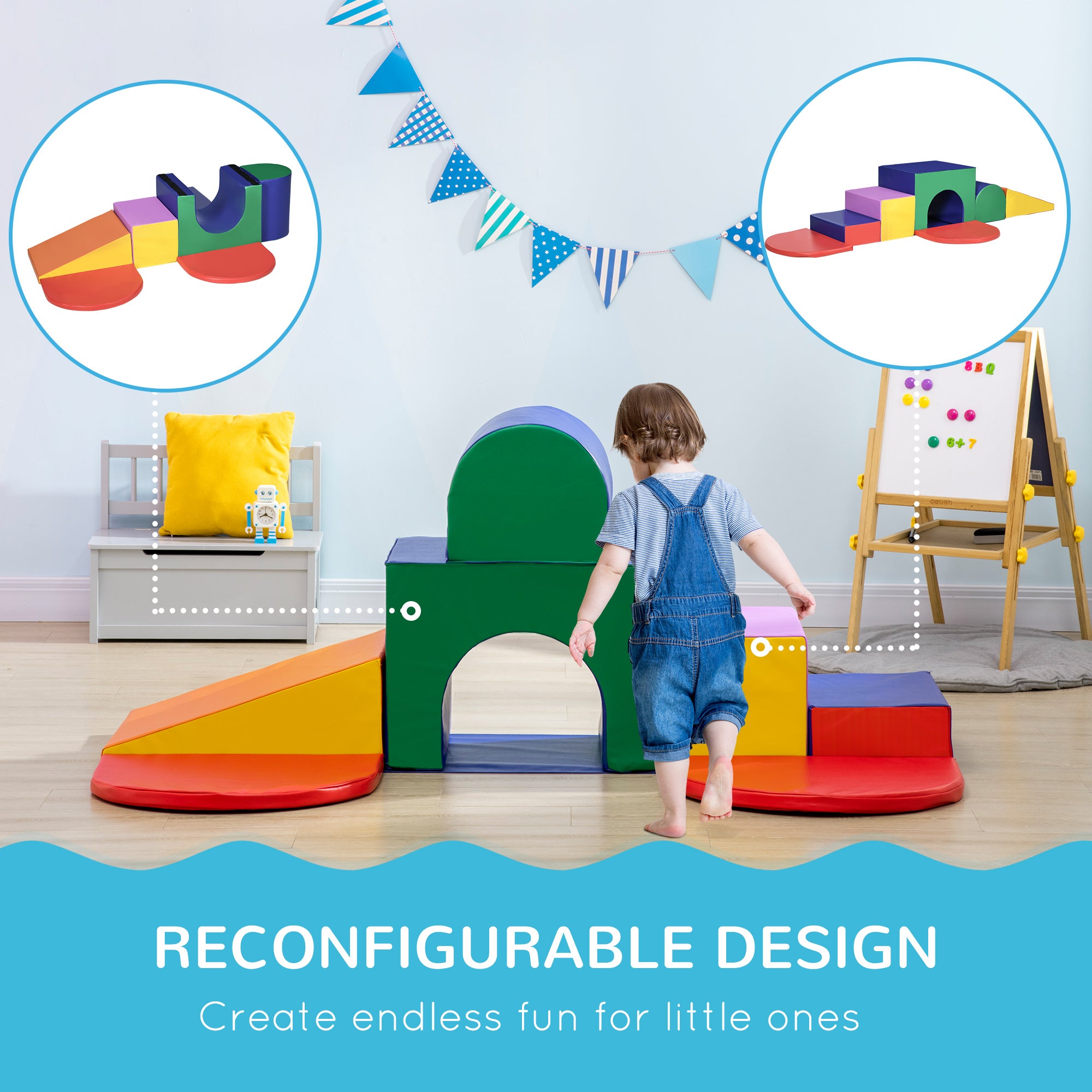 7-piece Soft Play, Foam Climbing Blocks for Toddlers, Kids' Educational Climbing Crawling Toys, Kids Foam Play Set Stairs and Ramp, Multicolored Baby Gym & Playmats at Gallery Canada