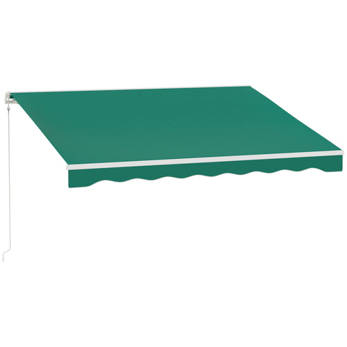 10' x 8' Electric Awning, Retractable Awning Sun Shade Shelter with Remote Controller, Manual Crank Handle and Aluminum Frame, for Deck, Balcony, Yard, Green