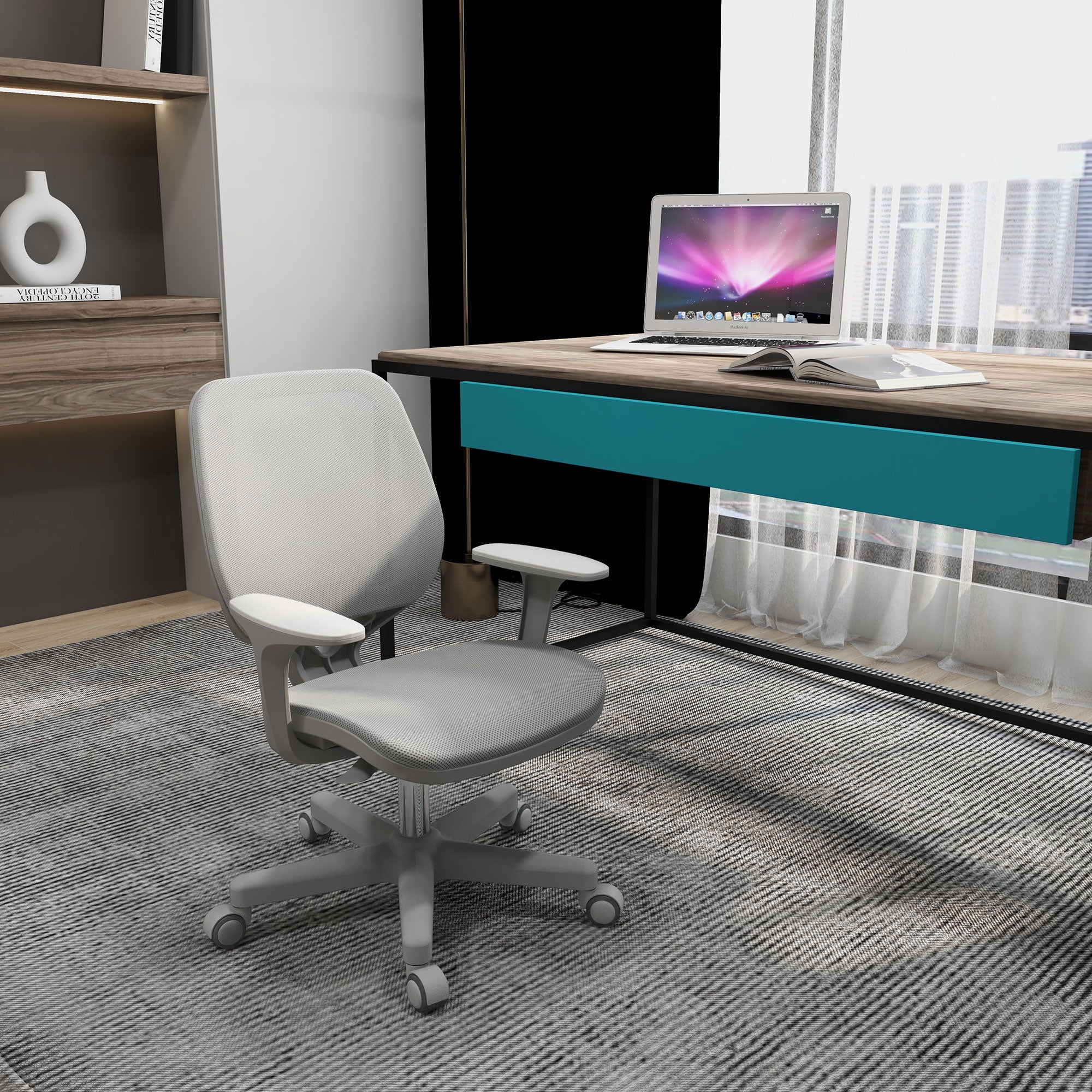 Office Chair, Small Computer Desk Chair with Mesh Back, Swivel Security Castors, Arm, Grey Office Chairs at Gallery Canada
