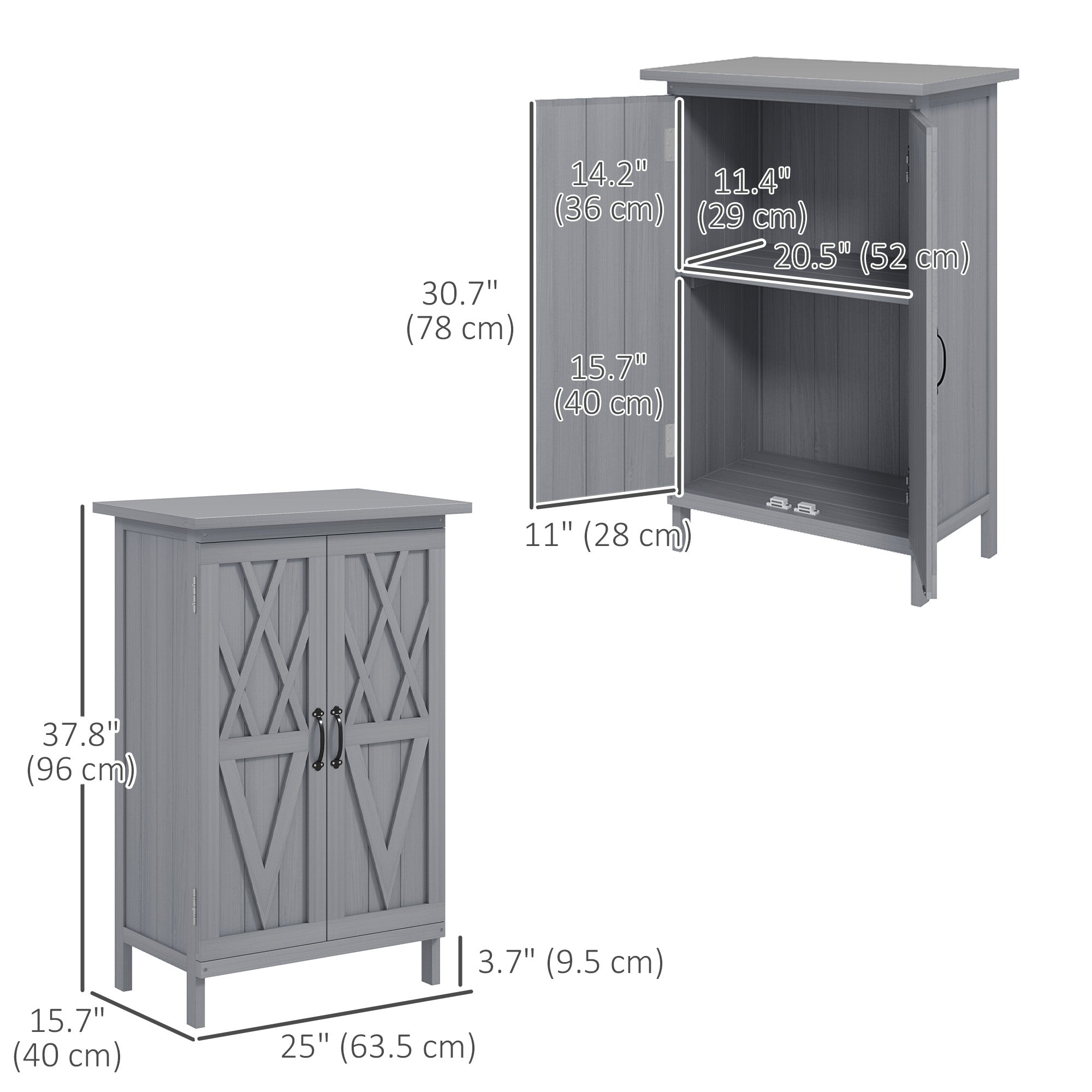 Outdoor Storage Cabinet, Wooden Garden Storage Shed with 2-Tier Shelves, Metal Tabletop and Magnetic Doors, Grey Sheds at Gallery Canada