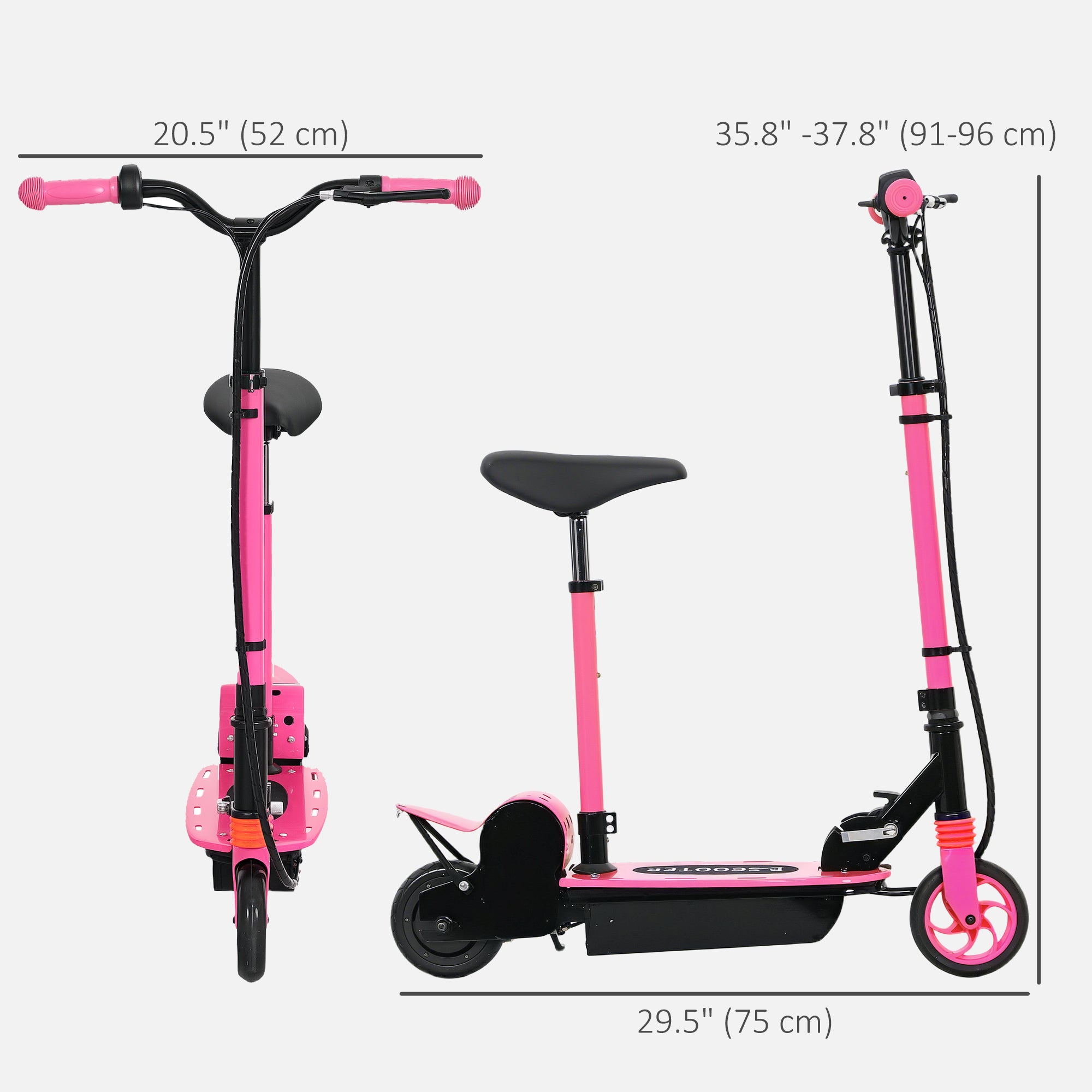 Foldable Electric Scooter for Kids Ages 6-14, with Seat and 2 Adjustable Heights, Max 6km Range &; 12km/h, Pink Scooters at Gallery Canada