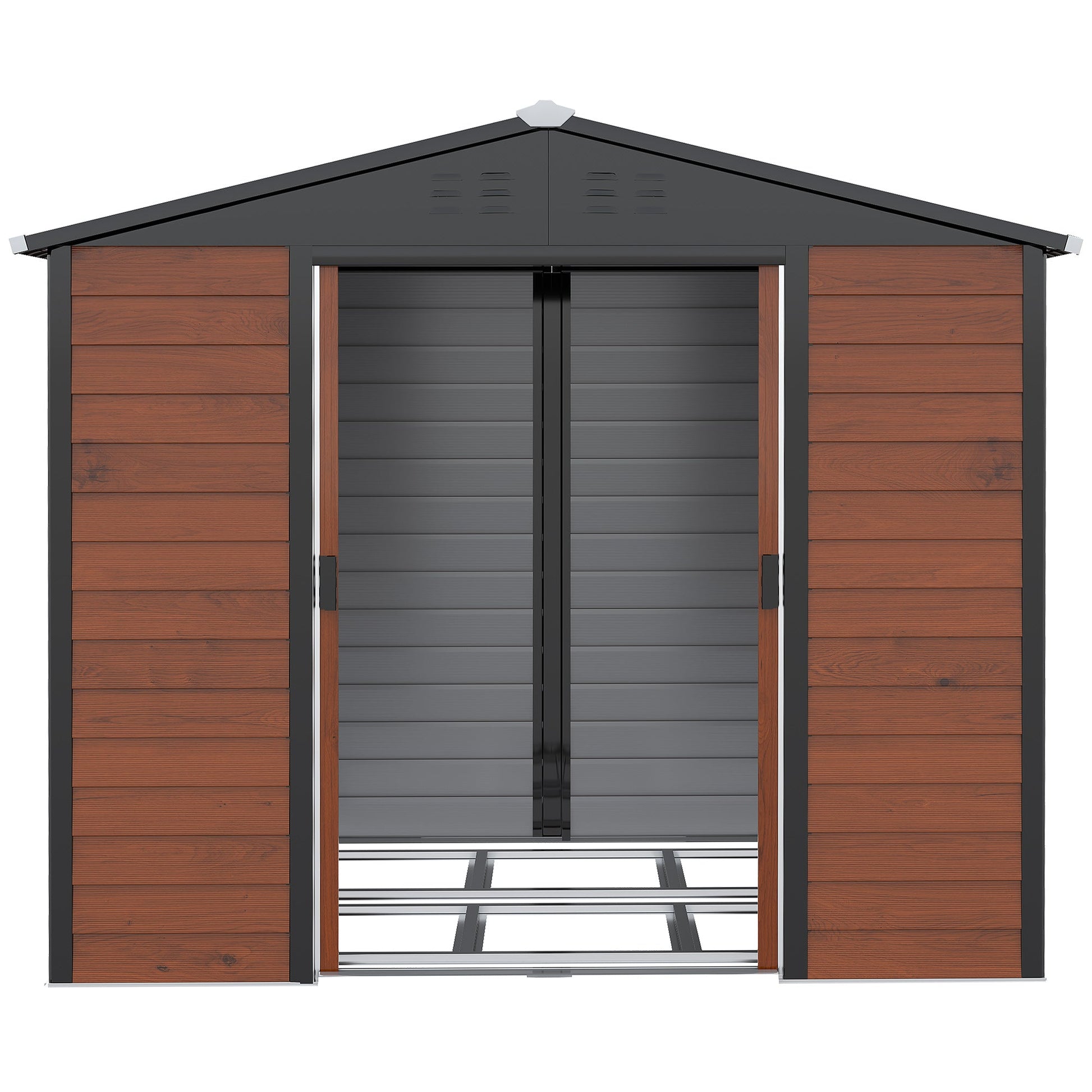 Galvanized Steel 8' x 7' Outdoor Storage Shed with Lockable Doors, Teak Sheds   at Gallery Canada