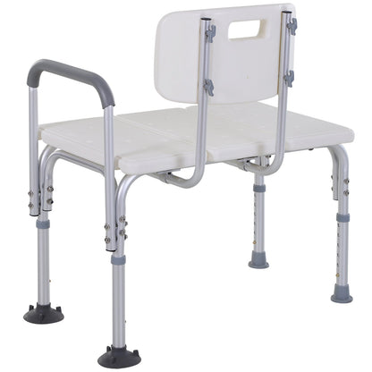 6-Level Adjustable Bath and Shower Transfer Bench Aluminum Chair with Non-Slip Feet, Armrest &; Backrest, White Bath Chairs   at Gallery Canada