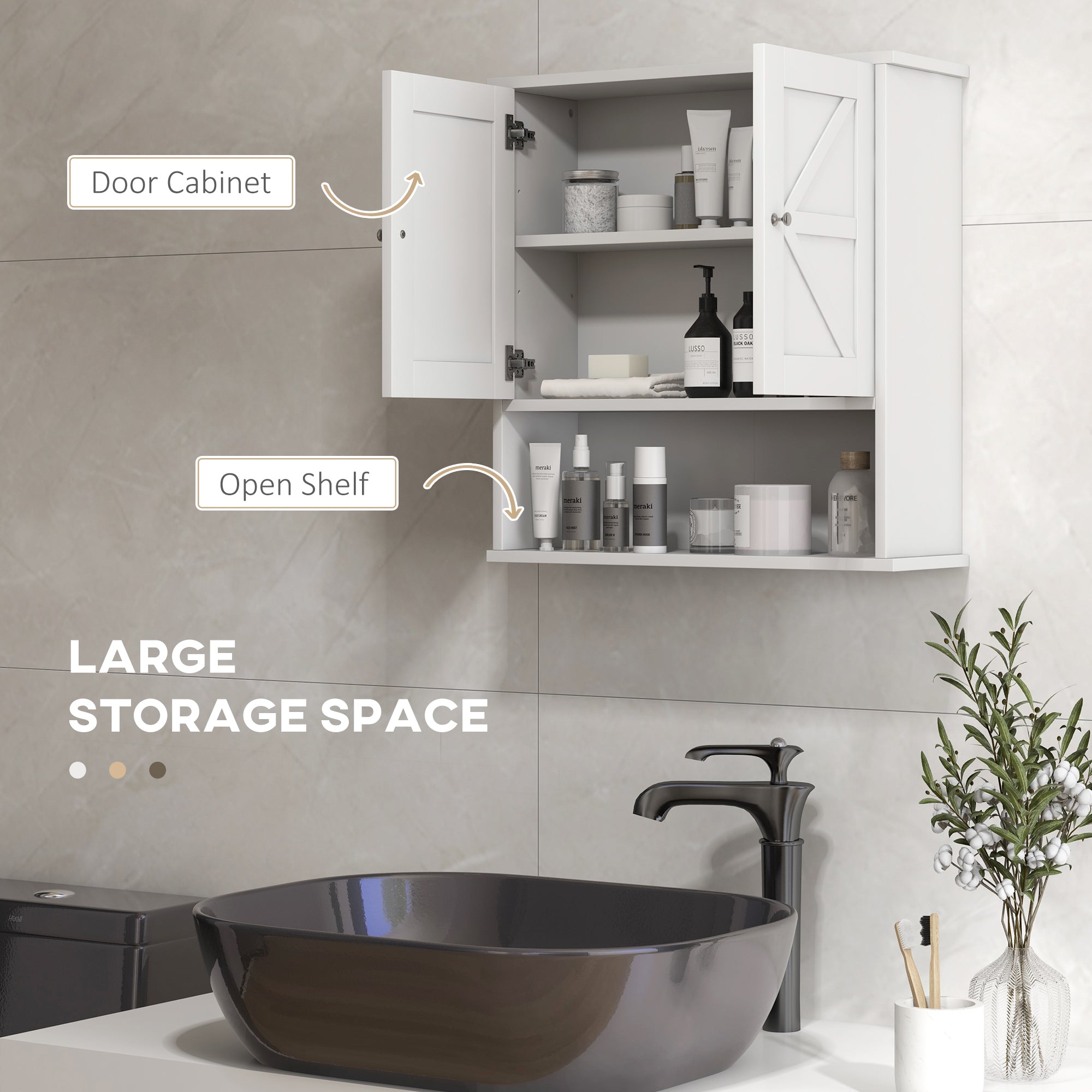 Farmhouse Bathroom Medicine Cabinet, Wall Cabinet with Barn Doors, and Adjustable Shelf for Laundry Room, White Bathroom Cabinets at Gallery Canada