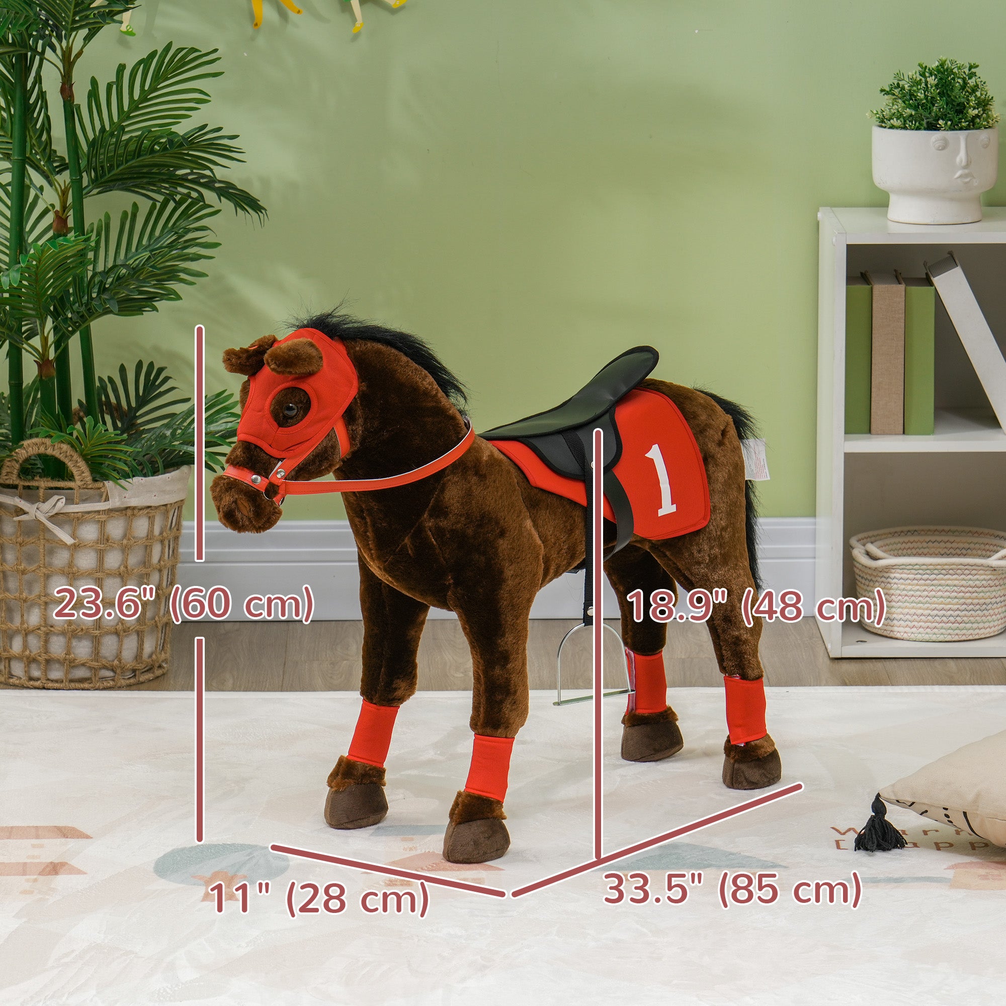 Kids Ride On Horse w/ Neighing Sound, Saddle, Stirrups, for 3-8 Years Rocking Horses at Gallery Canada