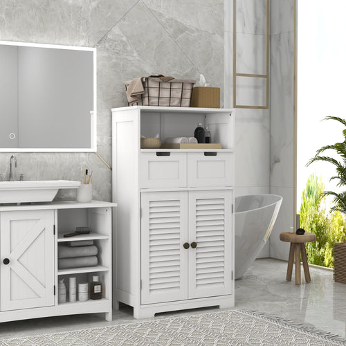 Bathroom Vanities with Louvred Doors, Medicine Cabinet, Bathroom Cupboard with Drawers and Open Shelf