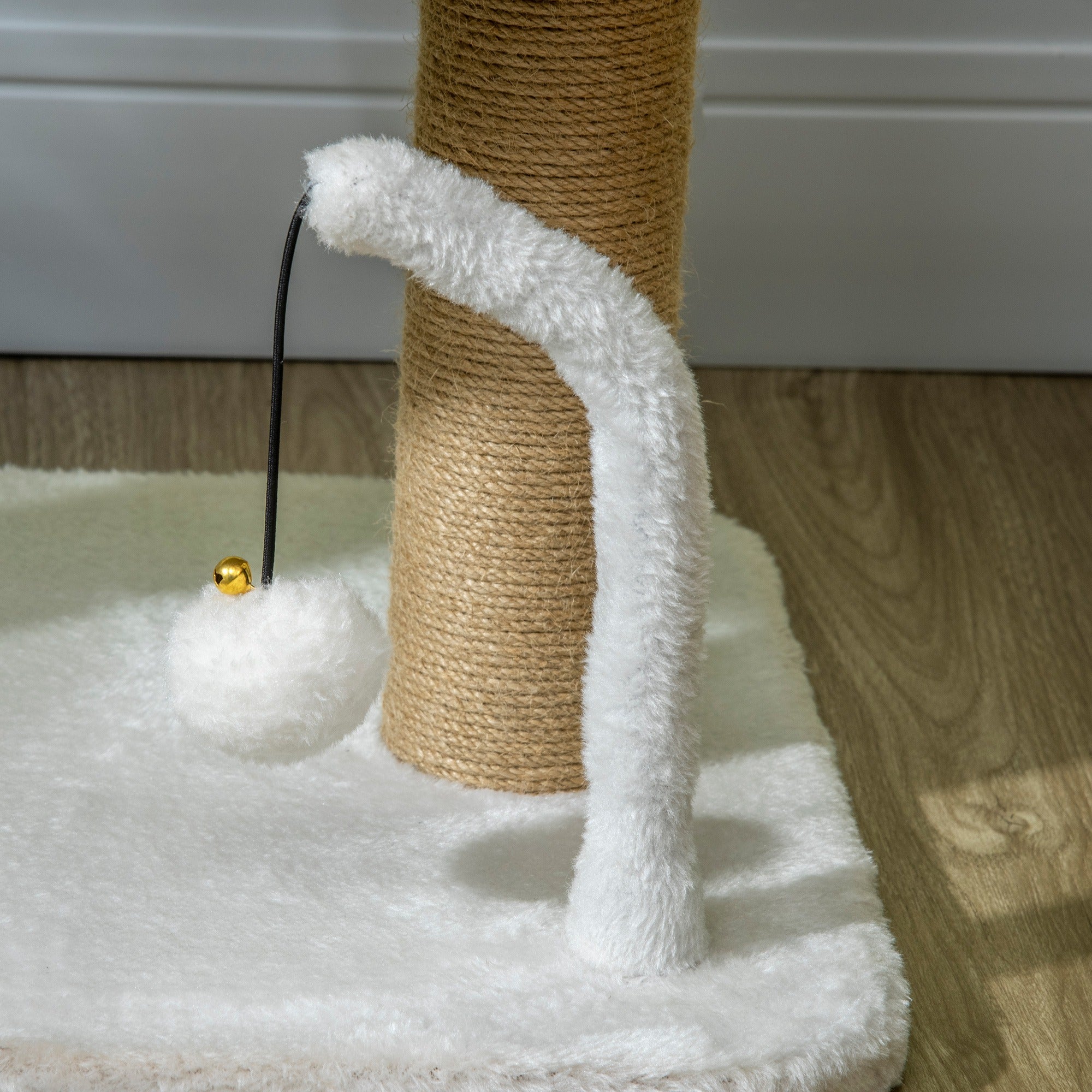 Cat Tower Condo for Indoor Cats, Small Cat Tree with Jute Scratching Posts, Top Perch, Dangling Balls, White Cat Trees at Gallery Canada