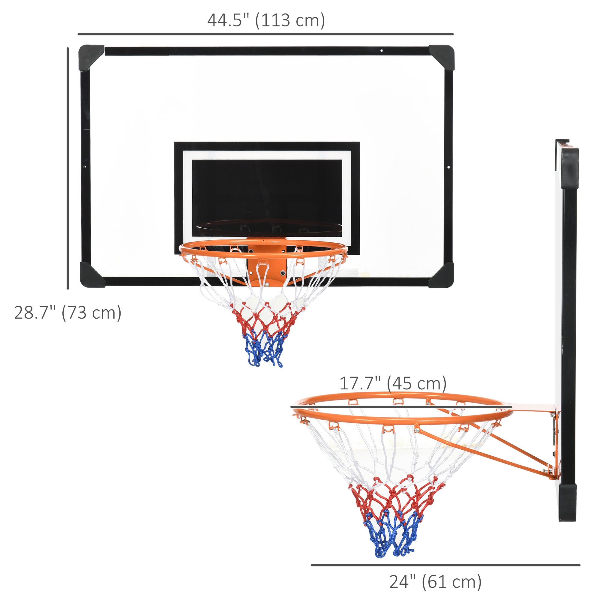 Wall Mounted Mini Basketball Hoop with 45