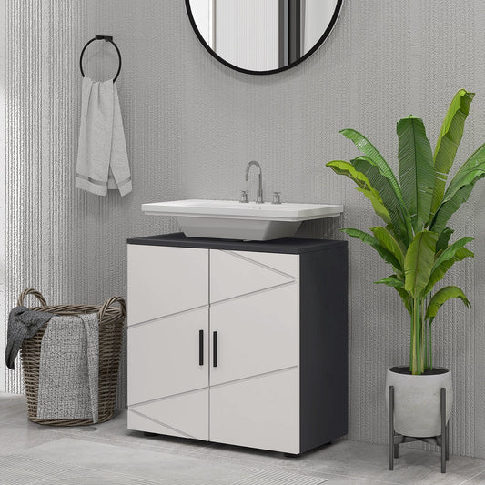 Under Sink Cabinet, Bathroom Vanity Cabinet Storage for Wall Mount Basin with Double Doors and Adjustable Shelf, Light Grey Bathroom Cabinets Multi Colour  at Gallery Canada