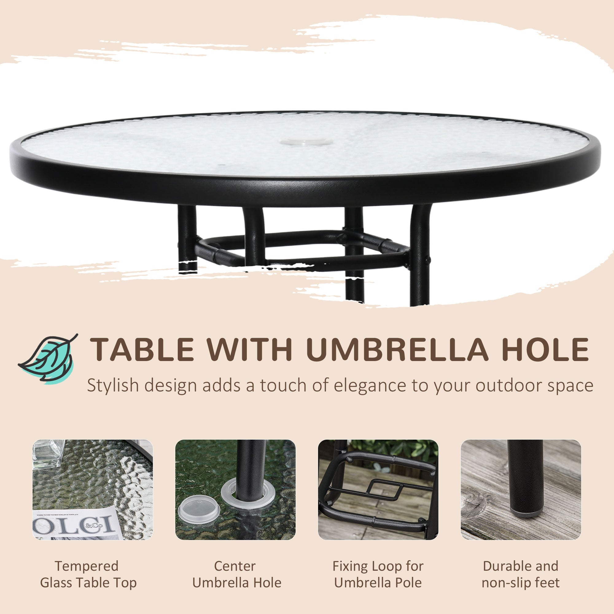 4 Piece Patio Bar Set, Sling Folding Outdoor Furniture with Brown Umbrella for Poolside, Backyard and Garden, Black Bistro Sets at Gallery Canada