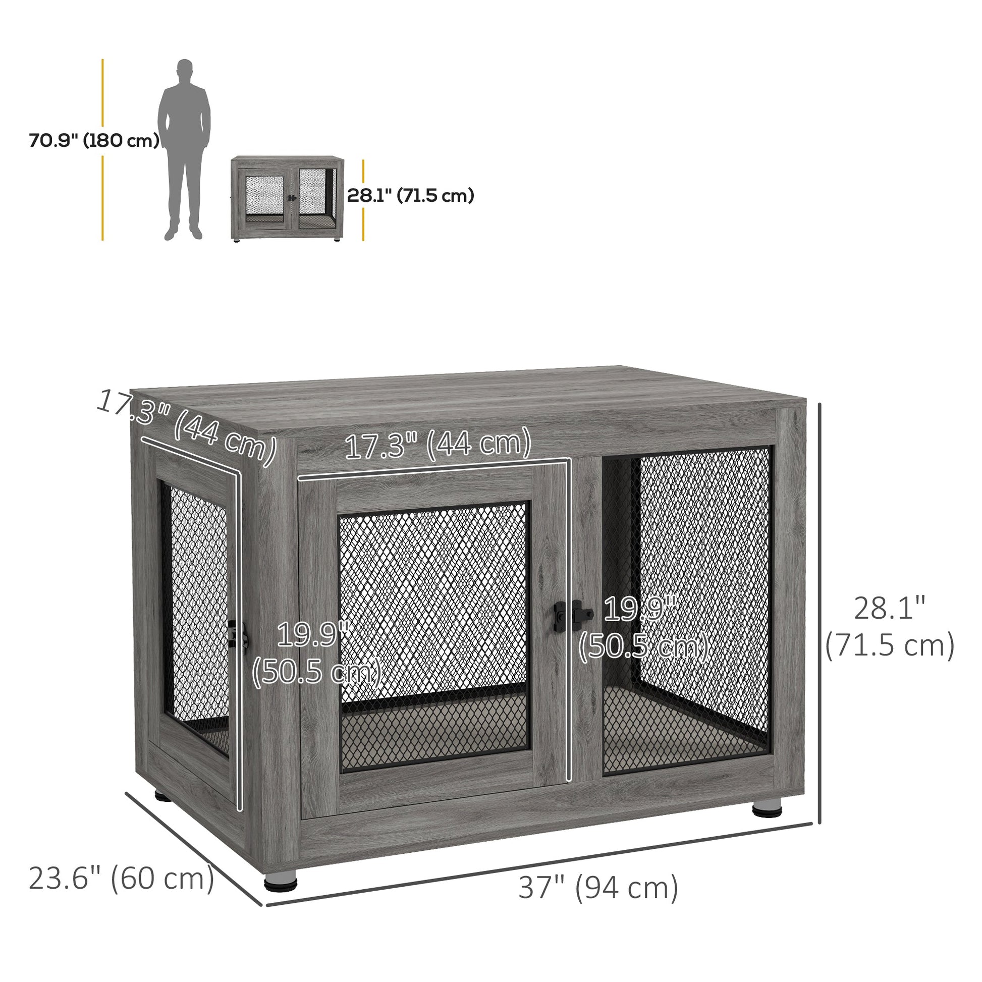 Pet Crate End Table with Water-resistant Cushion or Medium Small Dogs, Grey Houses, Kennels & Pens   at Gallery Canada