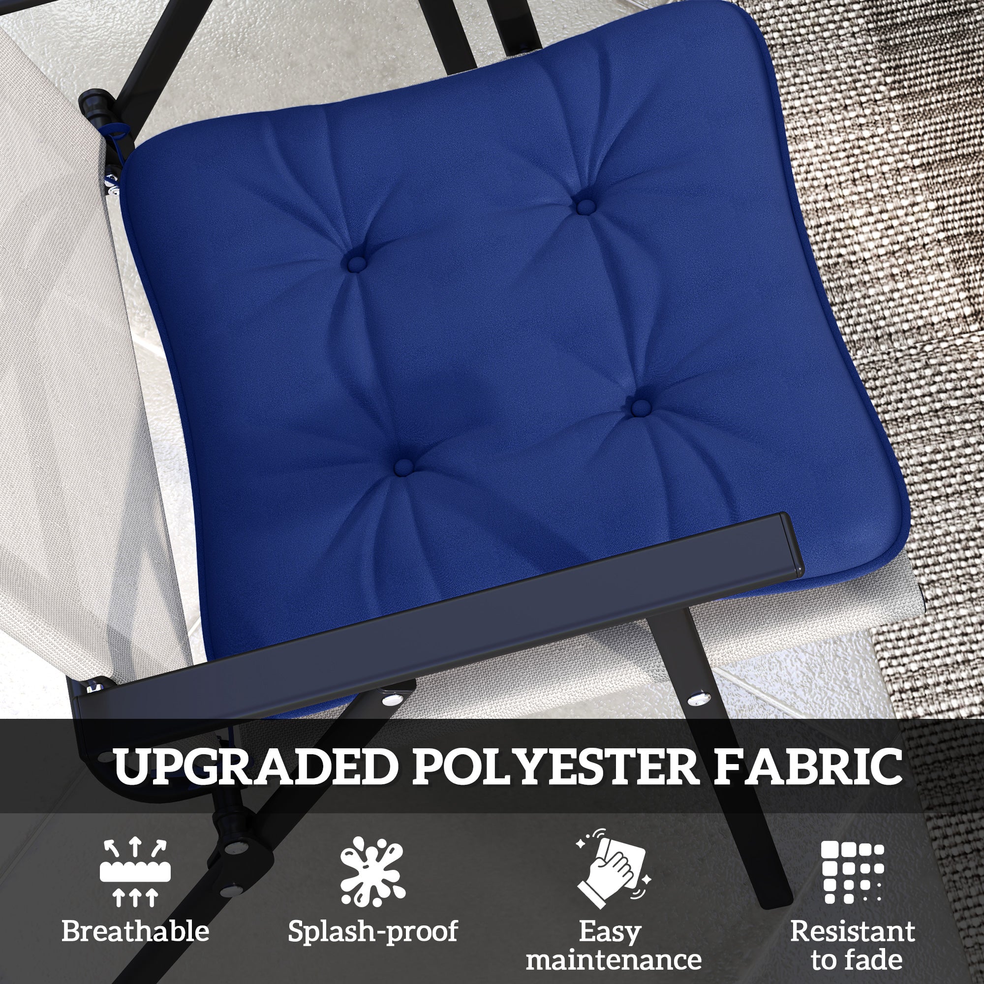 6-Piece Seat Cushion Replacement, Outdoor Patio Chair Cushions Set with Ties, Button Tufted, Dark Blue Patio Chair Cushions at Gallery Canada