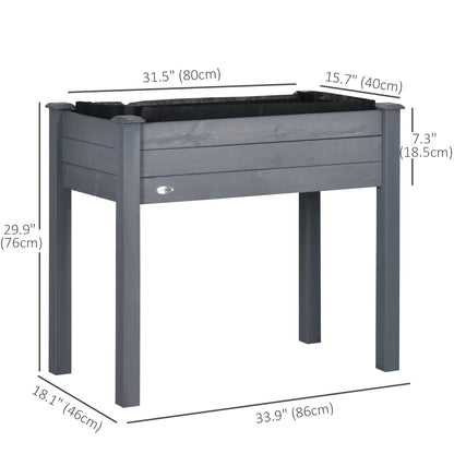 34"x18"x30" Wooden Raised Garden Bed, Elevated Planter Box with Legs, Drainage Holes, Inner Bag for Garden, Dark Grey Raised Garden Beds   at Gallery Canada