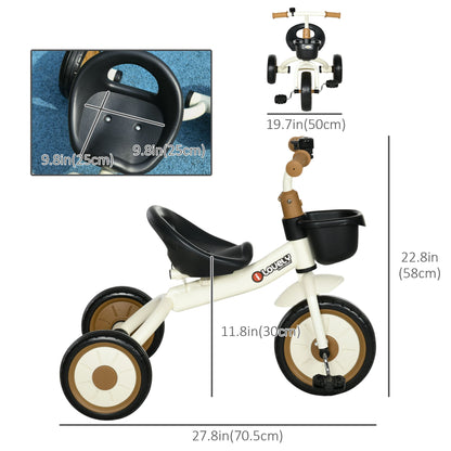 Tricycle for Toddler 2-5 Year Old Girls and Boys, Toddler Bike with Adjustable Seat, Basket, Bell, White - Gallery Canada